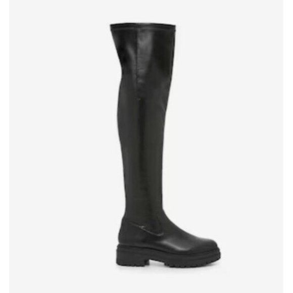 Mix No 6 Bessia Over The Knee Boots Womens Size 6 Black Lug Sole NEW - Picture 2 of 9